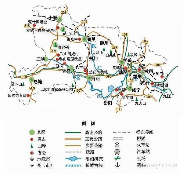 湖北旅游景点地图