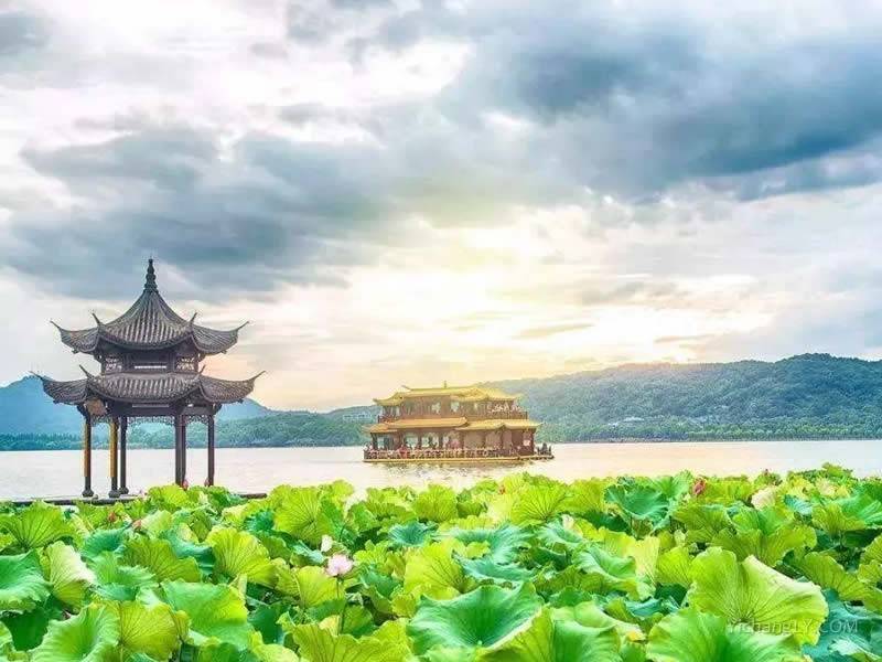 浙江杭州西湖景色的图片全景图
