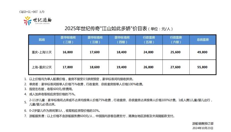 2025年价格表2024年10月更新